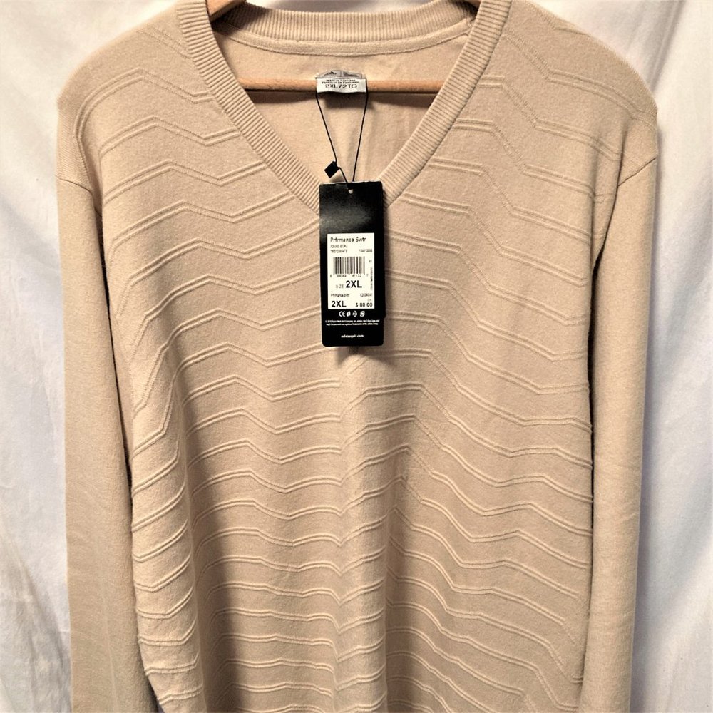 NWT Adidas Golf sweater Men 2XL X25350 Beige Tan Top Quality super soft Classy